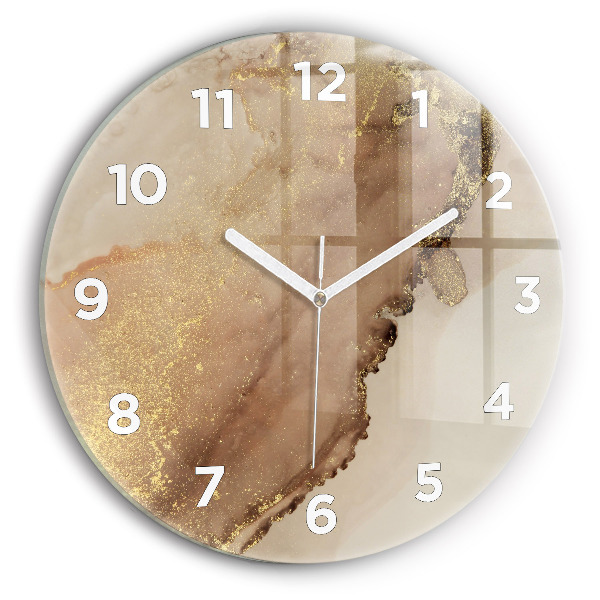 Round glass wall clock Beige modern art