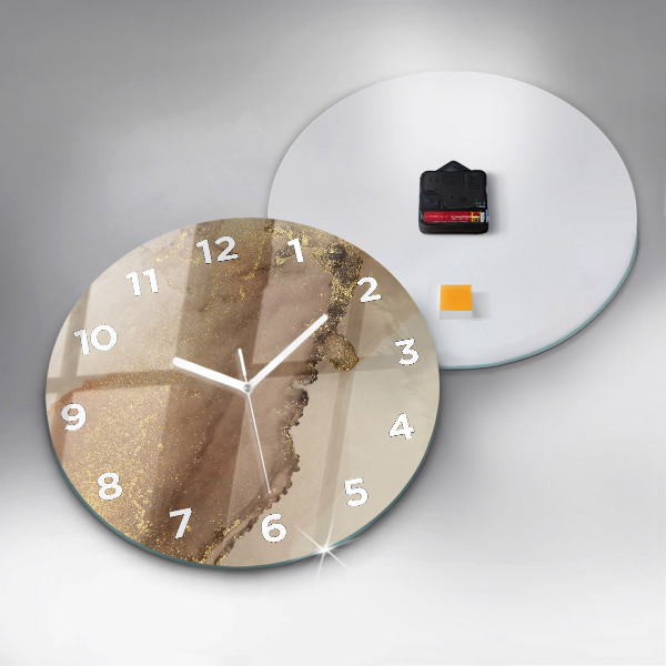 Round glass wall clock Beige modern art