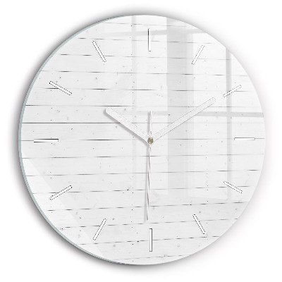 Round glass wall clock Wooden panels pattern