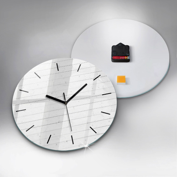 Round glass wall clock Wooden panels pattern