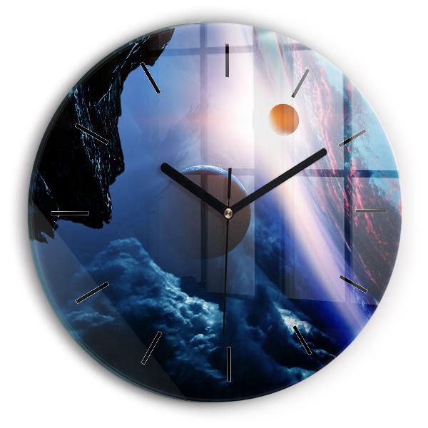 Round glass wall clock Great Galaxy