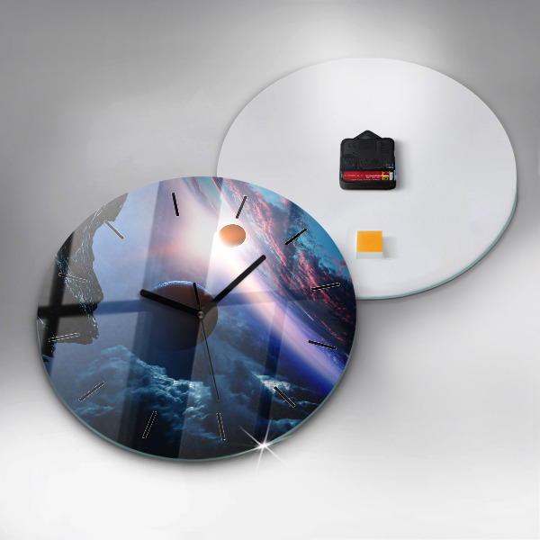 Round glass wall clock Great Galaxy