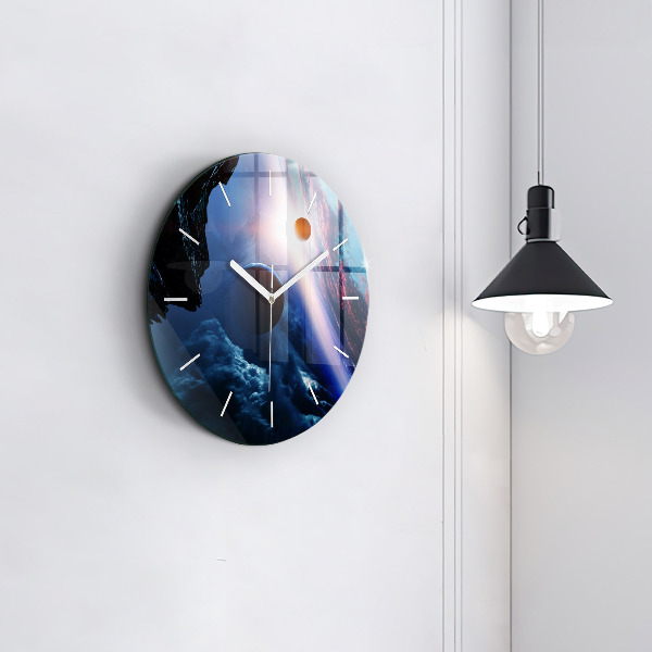 Round glass wall clock Great Galaxy