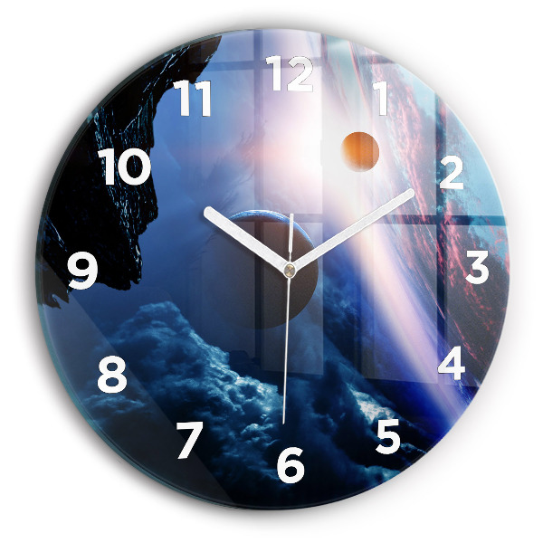 Round glass wall clock Great Galaxy