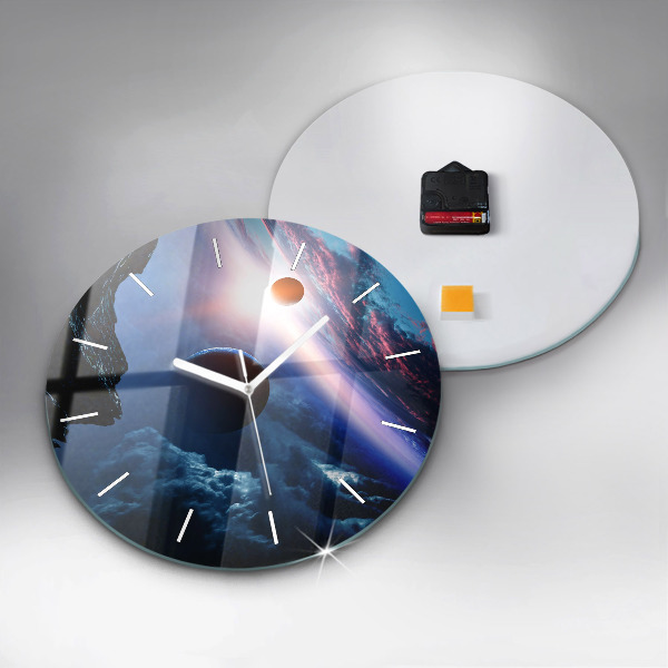 Round glass wall clock Great Galaxy
