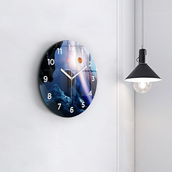 Round glass wall clock Great Galaxy