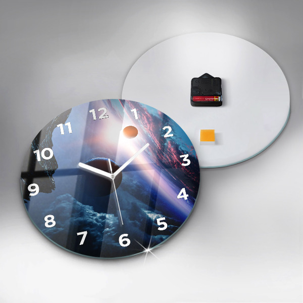 Round glass wall clock Great Galaxy