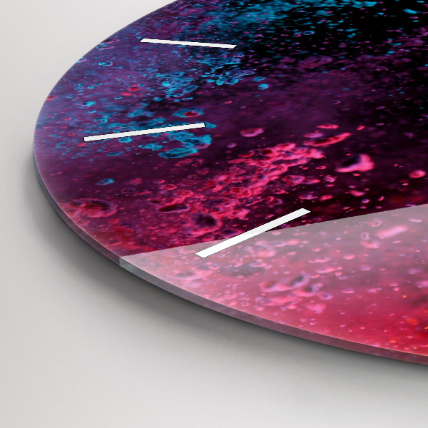 Round glass wall clock Explosion of colors