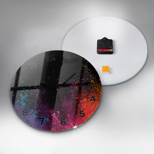 Round glass wall clock Explosion of colors