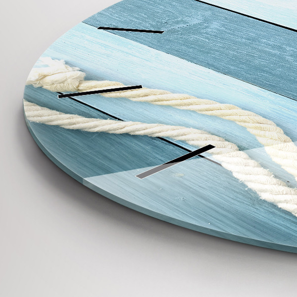 Round glass wall clock Boards stripes and shell