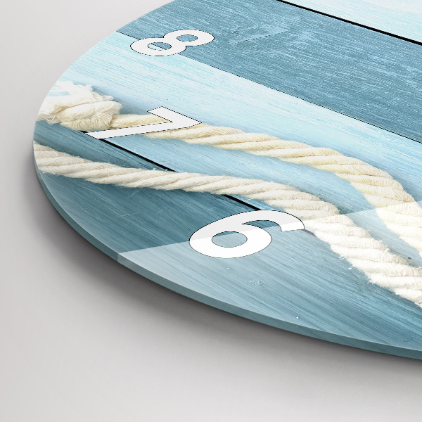 Round glass wall clock Boards stripes and shell