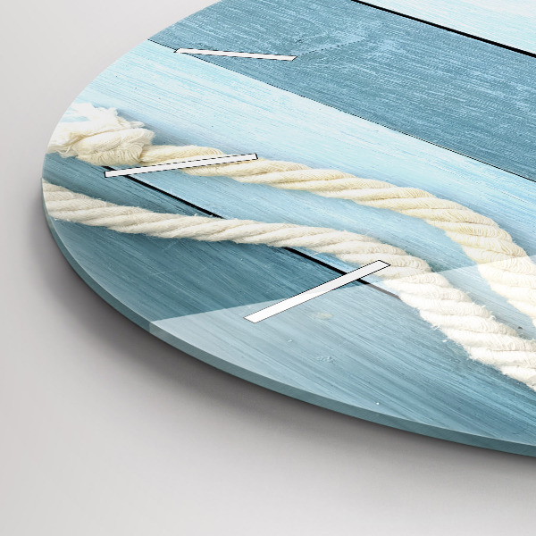 Round glass wall clock Boards stripes and shell