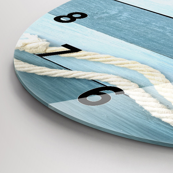 Round glass wall clock Boards stripes and shell