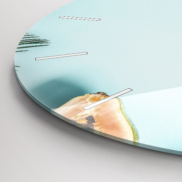 Round glass wall clock Summer composition