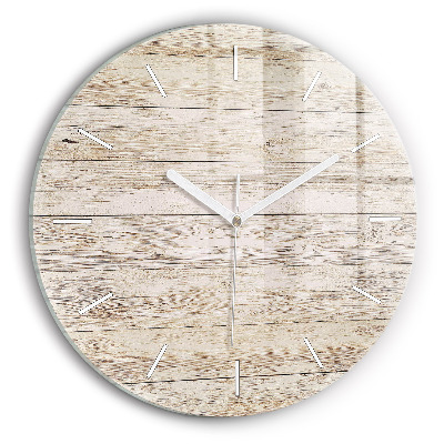 Round glass wall clock Wooden panels