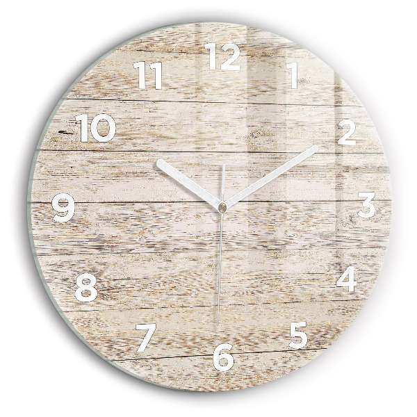 Round glass wall clock Wooden panels