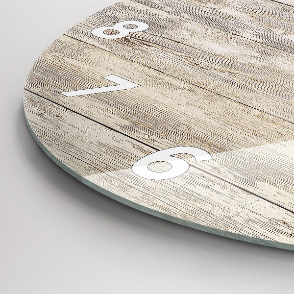 Round glass wall clock Wooden panels