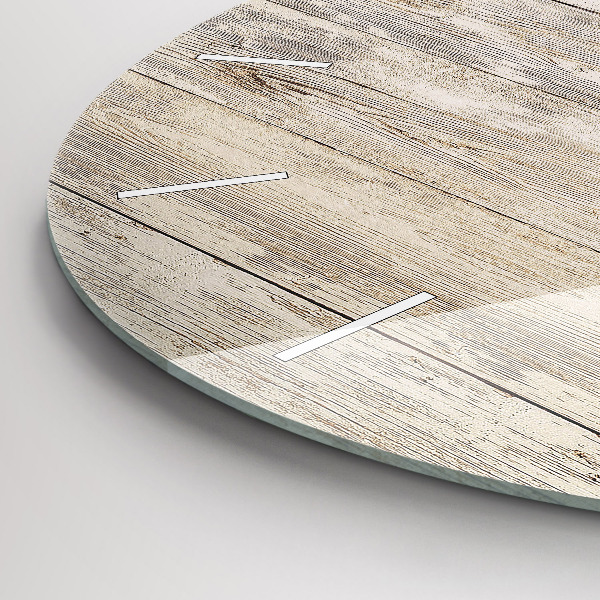 Round glass wall clock Wooden panels