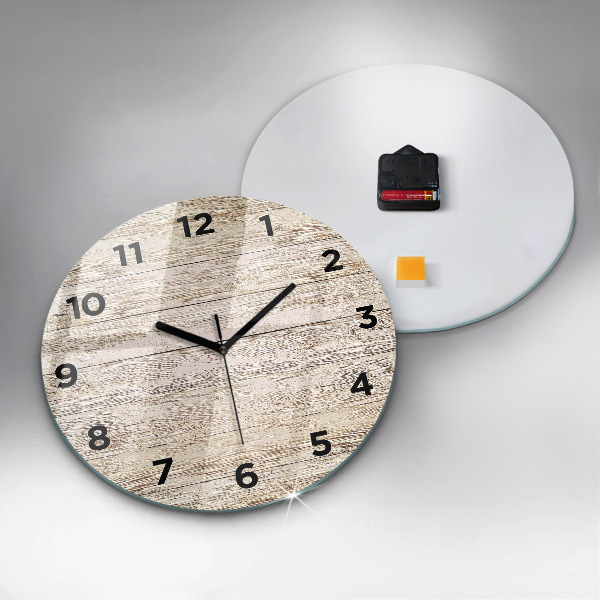 Round glass wall clock Wooden panels