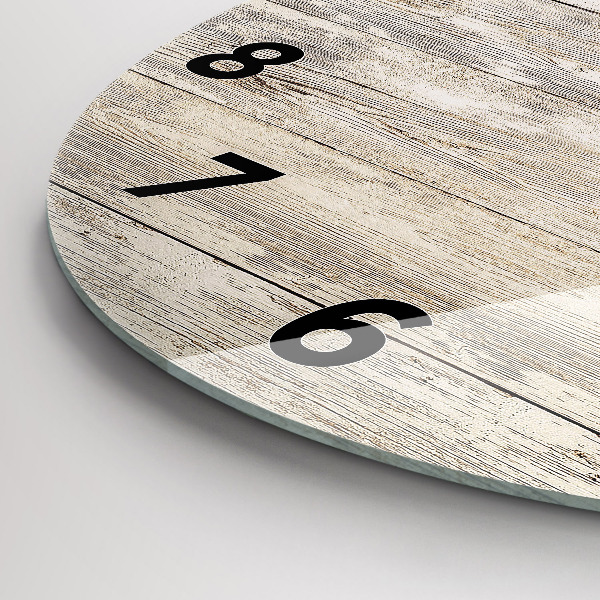 Round glass wall clock Wooden panels