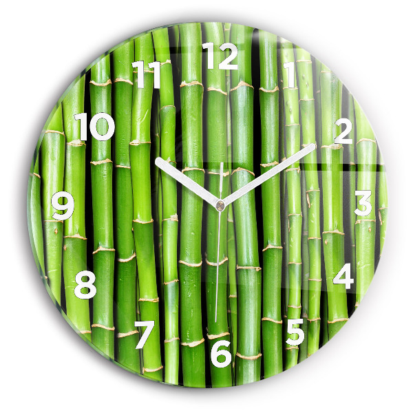 Round glass wall clock Asian Bamboo