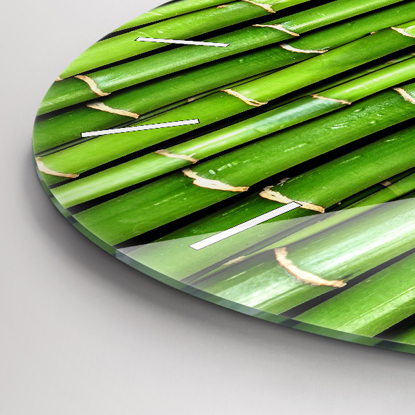 Round glass wall clock Asian Bamboo