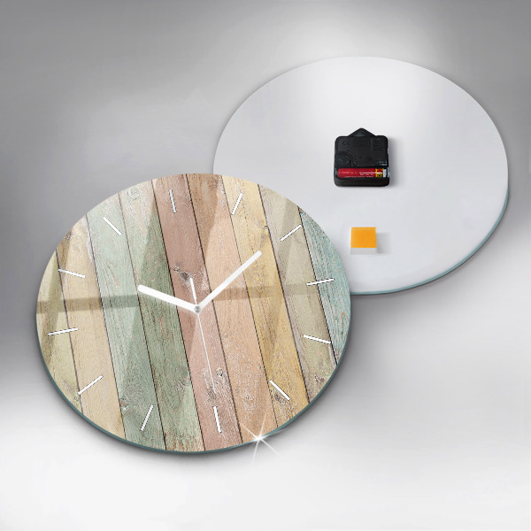 Round glass wall clock Colorful boards