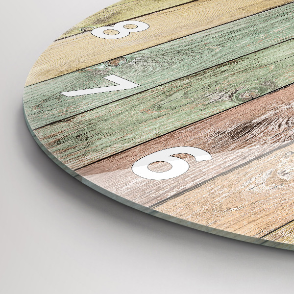 Round glass wall clock Colorful boards
