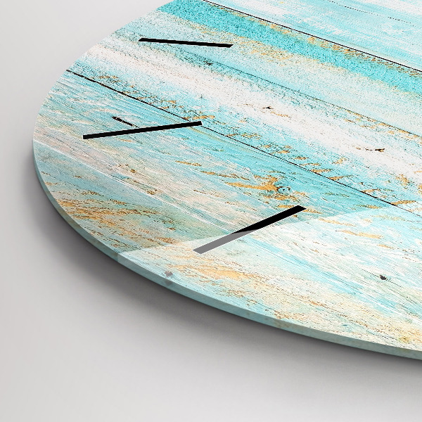 Round glass wall clock Blue boards