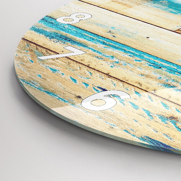 Round glass wall clock Scratched wood