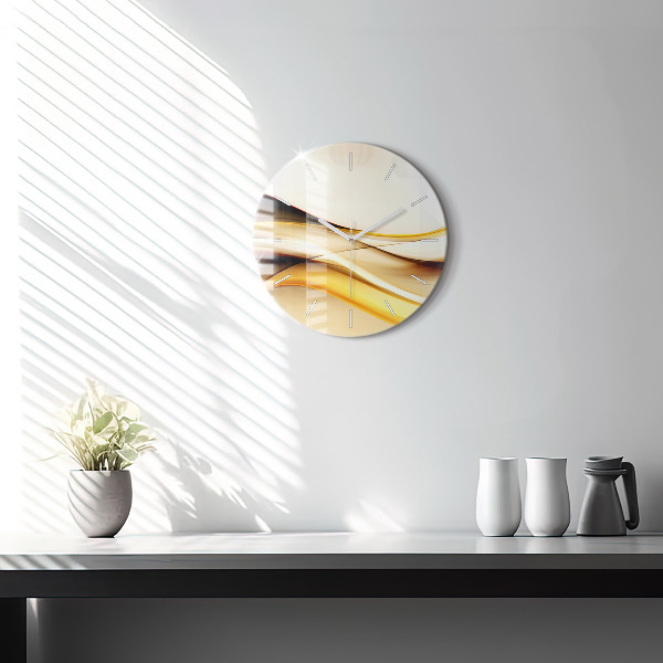 Round glass wall clock Abstract wave