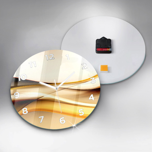 Round glass wall clock Abstract wave
