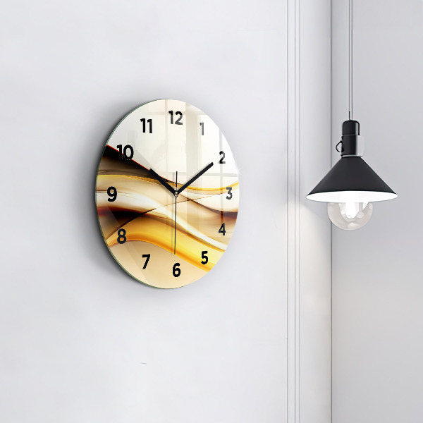 Round glass wall clock Abstract wave