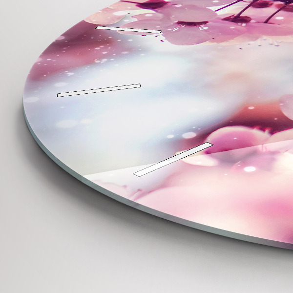 Round glass wall clock Spring flowers