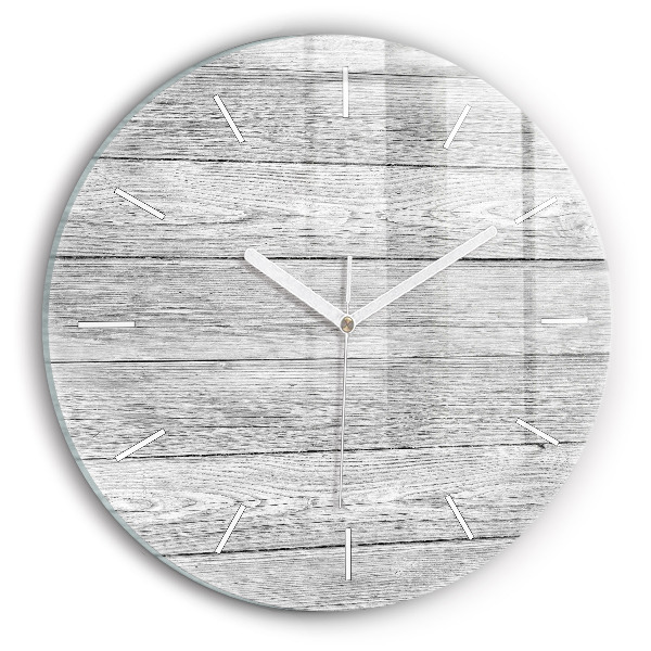 Round glass wall clock Wooden panels