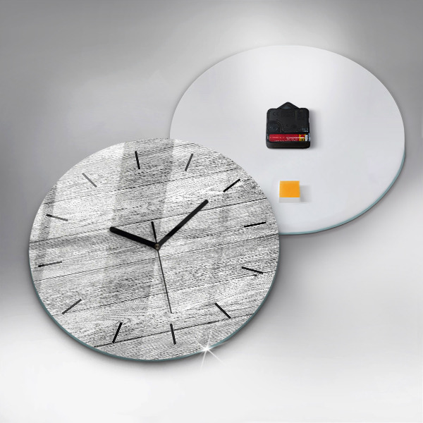 Round glass wall clock Wooden panels