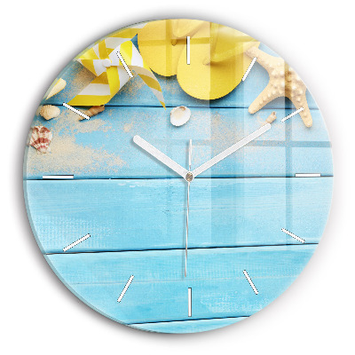 Round glass wall clock Beach accessories and boards