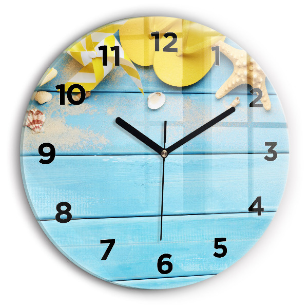 Round glass wall clock Beach accessories and boards