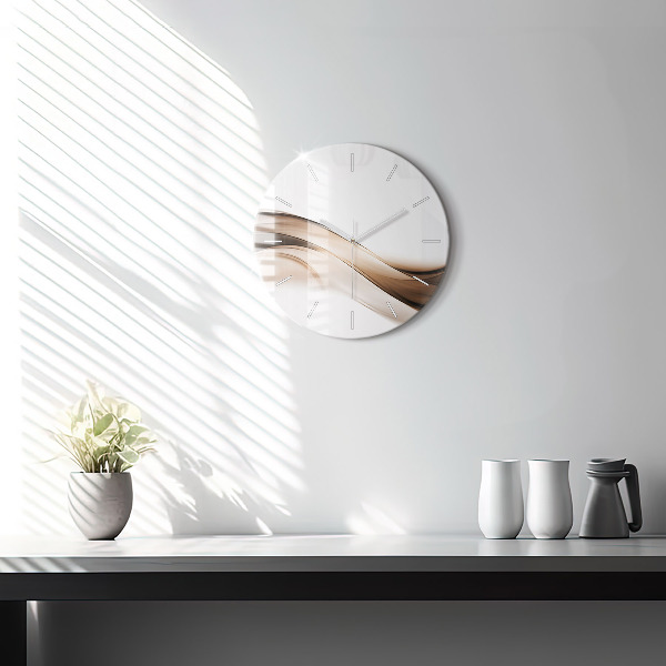 Round glass wall clock Abstraction line