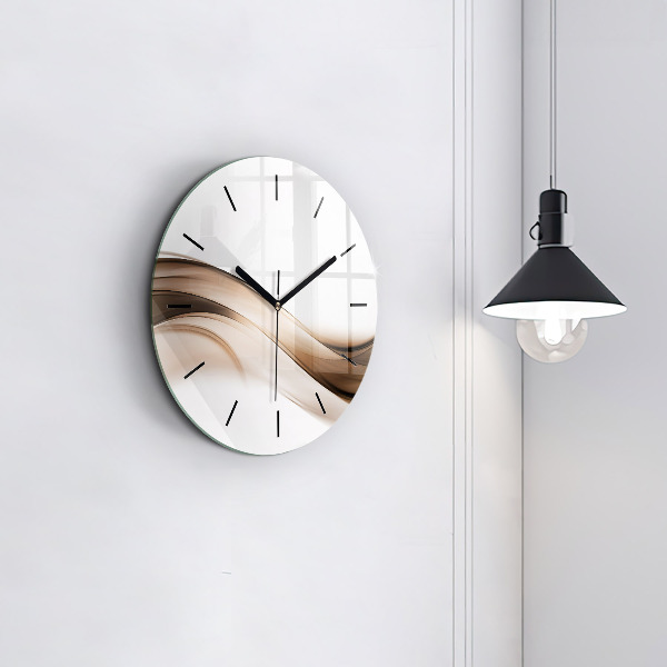 Round glass wall clock Abstraction line