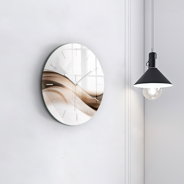 Round glass wall clock Abstraction line