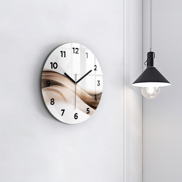 Round glass wall clock Abstraction line