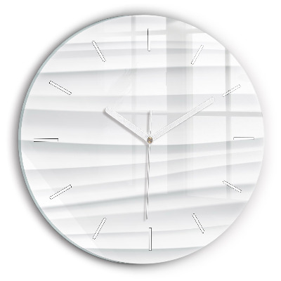 Round glass wall clock Waves texture