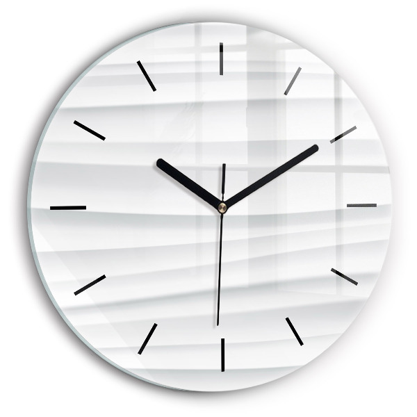 Round glass wall clock Waves texture