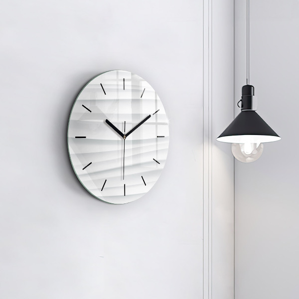 Round glass wall clock Waves texture