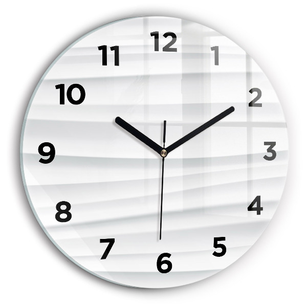 Round glass wall clock Waves texture
