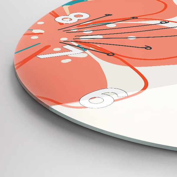 Round glass wall clock Hawaiian plants