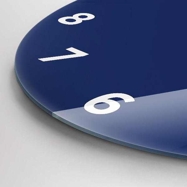 Round glass wall clock Navy blue color