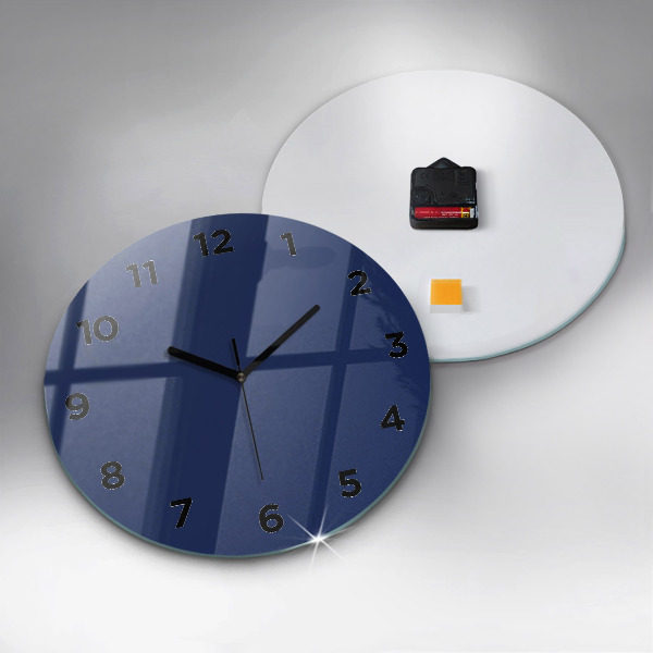 Round glass wall clock Navy blue color