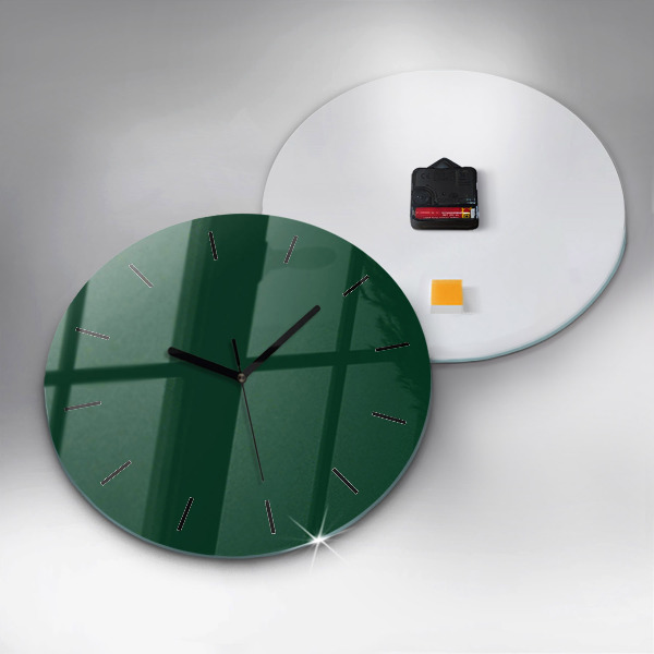 Round glass wall clock Color bottle green